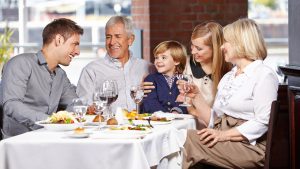 A happy family in gastro pub